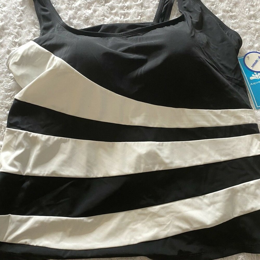 NWT Swimsuits for all Black White  Tankini Top